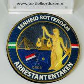 Combi Badge borduur en druk met klittenband achterzijde